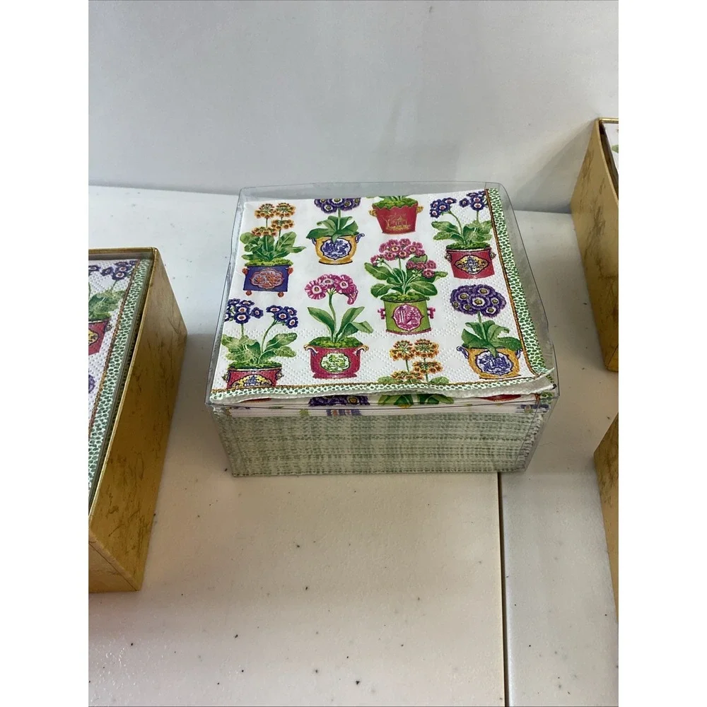 Caspari - Primroses Paper Cocktail Napkins 5‎ boxes of 40each Bridal shower